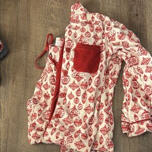 SweetHoney Red and White Kids Pajama Set - Ornament Print